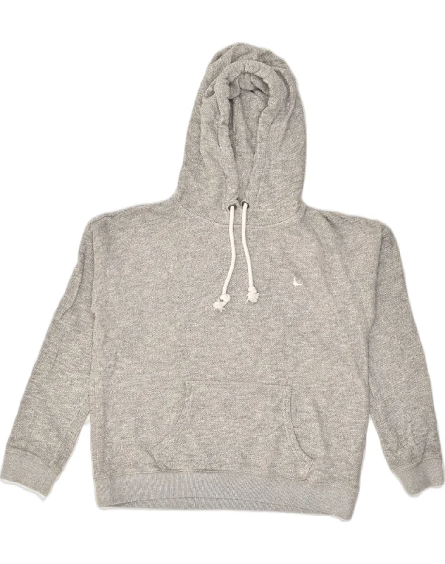 JACK WILLS Womens Hoodie Jumper UK 10 Small Grey Cotton Hoodie with Puffed Sleeves Voluminous Trendy