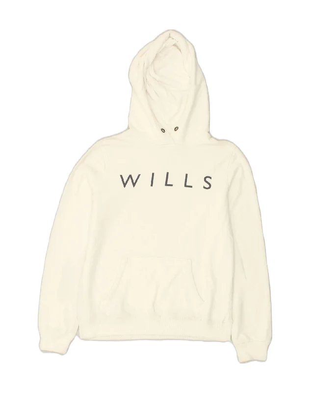 JACK WILLS Womens Oversized Graphic Hoodie Jumper UK 10 Small  White Hoodie with Cropped Fit Short Trendy