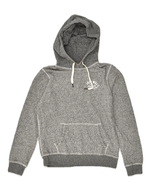 JACK WILLS Womens Oversized Hoodie Jumper UK 10 Small  Grey Cotton Hoodie with High-Low Hem Asymmetrical Trendy