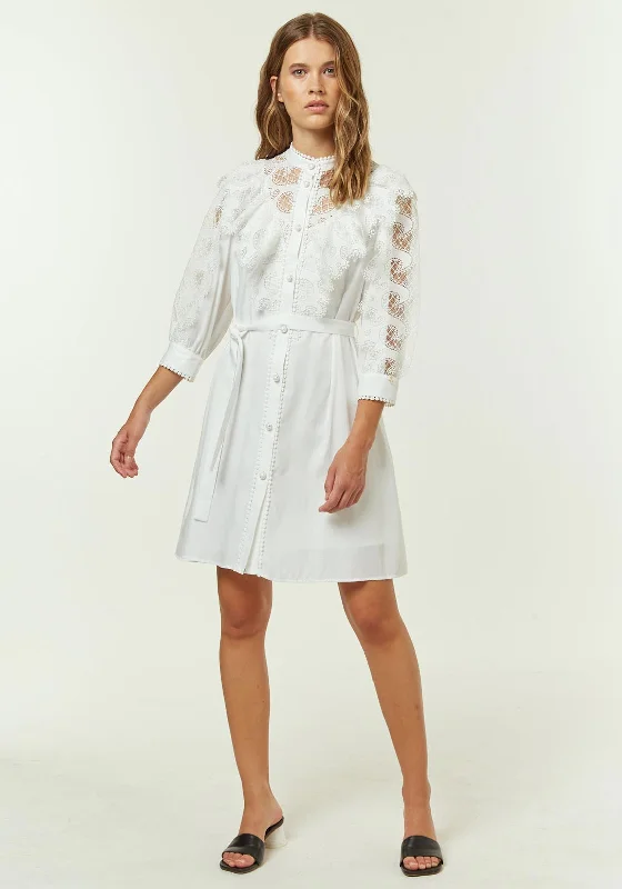 Jovonna Pascale Embroidered Lace Mini Dress, White Cozy Knitted Mini Dress