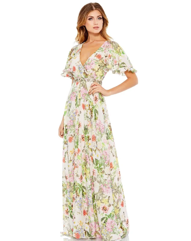 Mac Duggal 9079 Long Mother of the Bride Maxi Dress Comfortable Ruffle Hem Maxi Dress