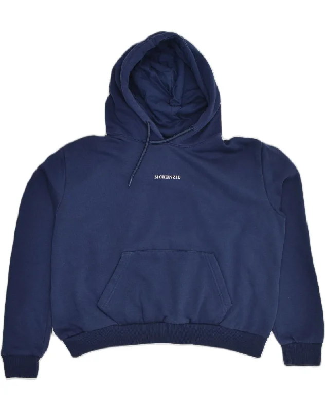 MCKENZIE Womens Oversized Hoodie Jumper UK 12 Medium  Navy Blue Cotton Hoodie with Logo Branding Identity