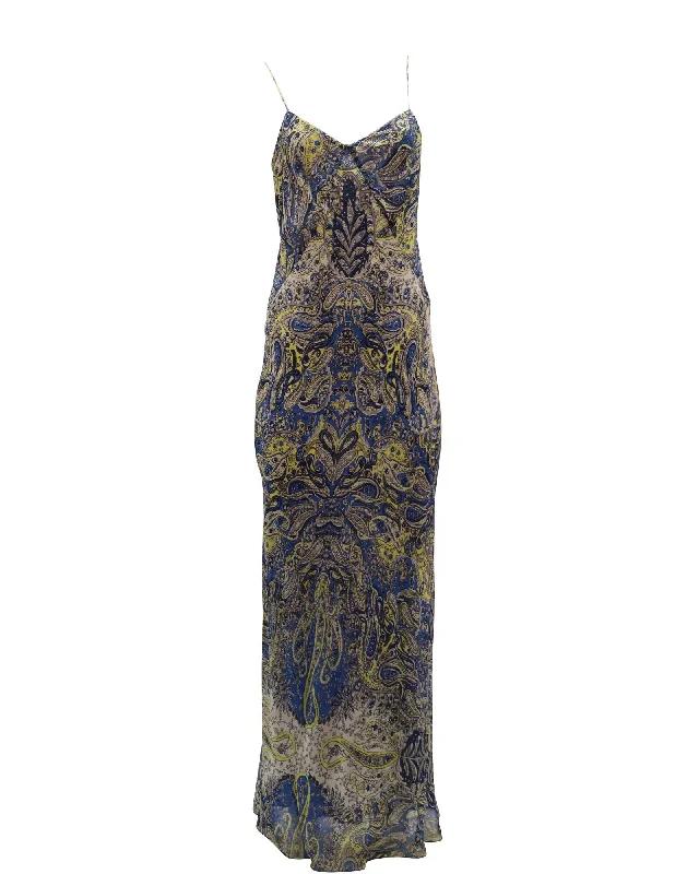 Vince Paisley Print Thin Strap Maxi Dress in Multicolor Silk Comfortable Maxi Dress with Sleeves Vince Paisley Print Thin Strap Maxi Dress in Multicolor Silk Comfortable Maxi Dress with Sleeves