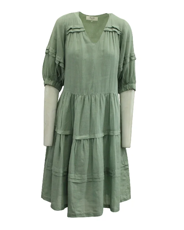 V-Neck Maxi Dress in Mint Green Cotton by Sea New York Stylish Maxi Dress with Frills V-Neck Maxi Dress in Mint Green Cotton by Sea New York Stylish Maxi Dress with Frills