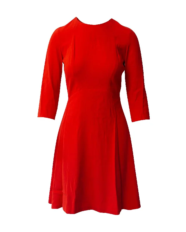 Open-Back Mini Dress in Red Viscose Trendy Wraparound Mini Dress