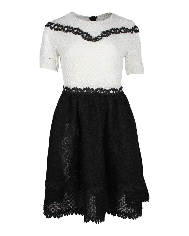 Feminine Floral Lace Skater Mini Dress in White Polyester Trendy Camisole Mini Dress