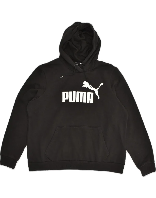 PUMA Womens Graphic Hoodie Jumper UK 20 2XL Black Cotton Hoodie with Hood Adjustable Protection