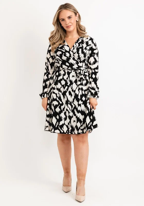 Seventy1 Abstract Print Wrap Mini Dress, Black & White Classic Floral Mini Dress