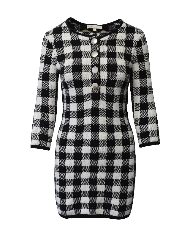 Checkered Cotton Mini Dress Fashionable Lace Mini Dress