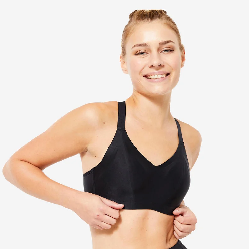 Women's invisible sports bra with high-support cups - Black Lightly Padded Bra