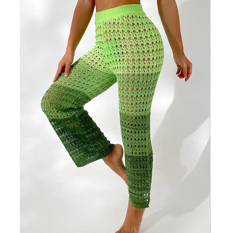 2023Hot Sale Knitted Crochet Beach Pants Women Hollow Out Beach Outfits Bikini Cover Up Swimsuit Beachwear Swim Dress with Belt 2023Hot Sale Knitted Crochet Beach Pants Women Hollow Out Beach Outfits Bikini Cover Up Swimsuit Beachwear Swim Dress with Belt