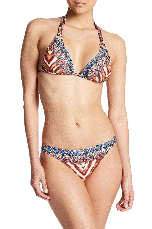 Embellished Triangle Bikini Sets - Leopard Print Designer Swimwear V-Neck Swim Dress Embellished Triangle Bikini Sets - Leopard Print Designer Swimwear V-Neck Swim Dress