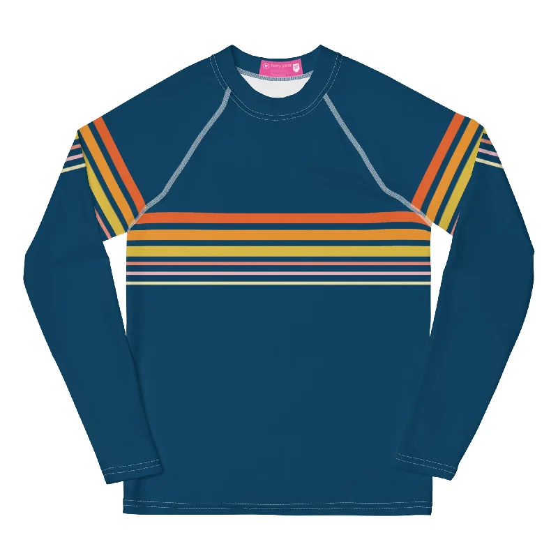 Girls Tween (8-20) Vintage 70s Stripe Rash Guard, Swim Shirt UPF 50+ Push-Up Bikini Top Girls Tween (8-20) Vintage 70s Stripe Rash Guard, Swim Shirt UPF 50+ Push-Up Bikini Top