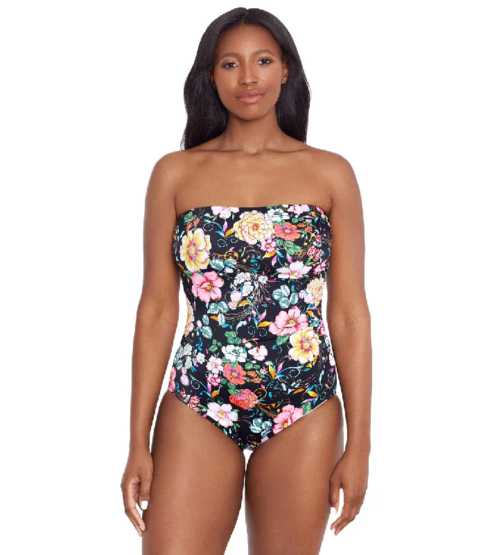 Longitude Women's True Romance Shirred Bandeau One Piece Swimsuit Multi Ruffled Swimsuit Top Longitude Women's True Romance Shirred Bandeau One Piece Swimsuit Multi Ruffled Swimsuit Top