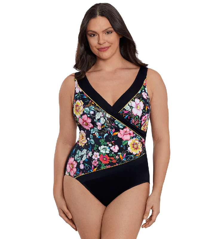 Longitude Women's True Romance Shirred Surplice One Piece Swimsuit Multi Full Coverage Swimsuit Longitude Women's True Romance Shirred Surplice One Piece Swimsuit Multi Full Coverage Swimsuit