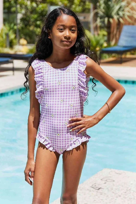 Swim Float On Ruffled Girls One-Piece Swimsuit in Carnation Pink Stylish Beachwear Set Swim Float On Ruffled Girls One-Piece Swimsuit in Carnation Pink Stylish Beachwear Set