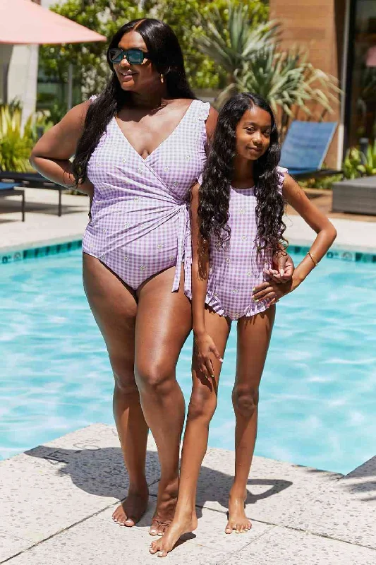 Float On Ruffle Faux Wrap One-Piece Women's Swimsuit in Carnation Pink Comfortable Swim Dress Float On Ruffle Faux Wrap One-Piece Women's Swimsuit in Carnation Pink Comfortable Swim Dress