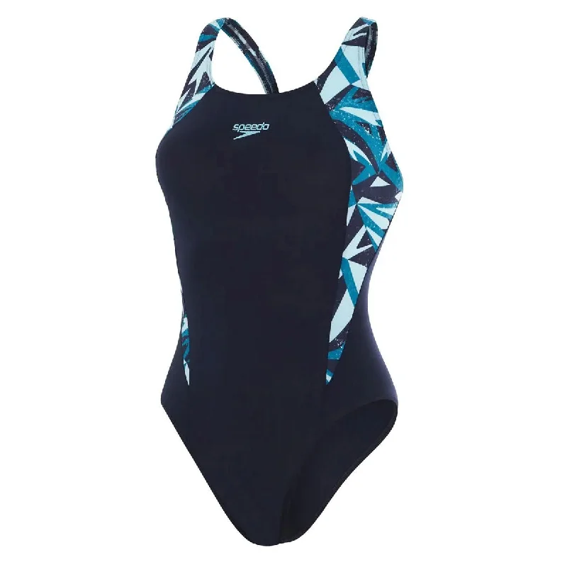Speedo Hyperboom Splice Muscleback Swimsuit - Womens - True Navy/Nordic Teal/Mercurial Blue Minimalist One-Piece Speedo Hyperboom Splice Muscleback Swimsuit - Womens - True Navy/Nordic Teal/Mercurial Blue Minimalist One-Piece