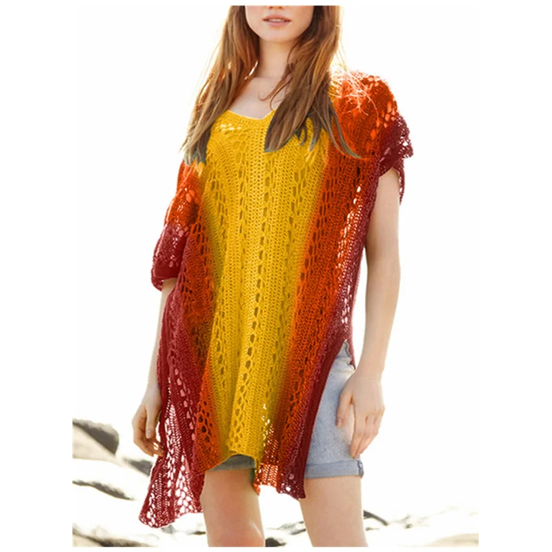 Wholesale 2023 Knitting Swimsuit Crochet Bikini Bohemia Style Beach Cover Ups Rainbow Strip Vestido Hole Knitted Bath Exits Wear Timeless Black Bikini Wholesale 2023 Knitting Swimsuit Crochet Bikini Bohemia Style Beach Cover Ups Rainbow Strip Vestido Hole Knitted Bath Exits Wear Timeless Black Bikini