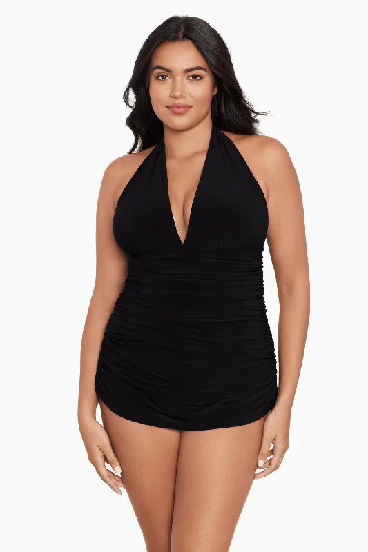 Plus Size Yvonne Swim Dress Deep-V Swimsuit Design