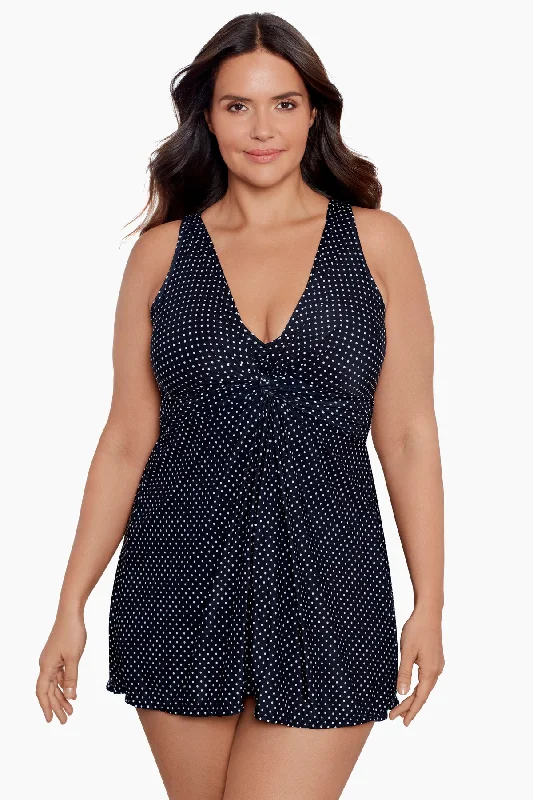 Plus Size Pin Point Marais One Piece Swim Dress Timeless Black Bikini