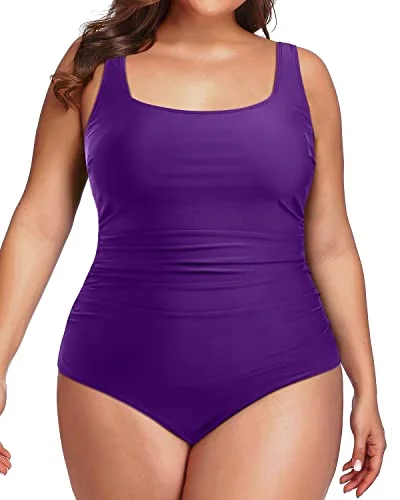 Plus Size One Piece Swimsuit Ruched Backless Swimwear for Women Bold High-Cut Bikini