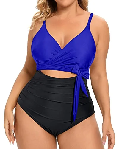 Women's Plus Size Swimwear Cutout Open Back One Piece Swimsuits Classic Two-Piece Bikini