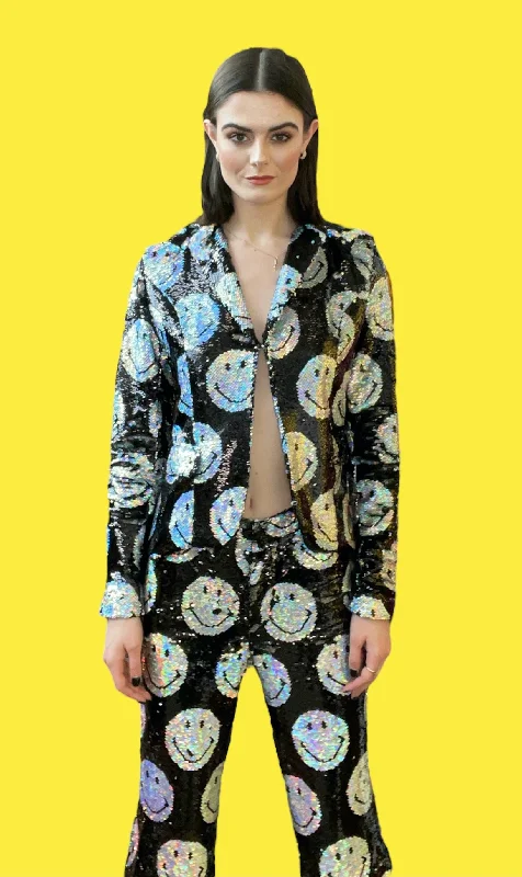 Any Old Iron x Smiley Iridescent Blazer Jacket Zippered Front Buttoned Front Snap Front Any Old Iron x Smiley Iridescent Blazer Jacket Zippered Front Buttoned Front Snap Front