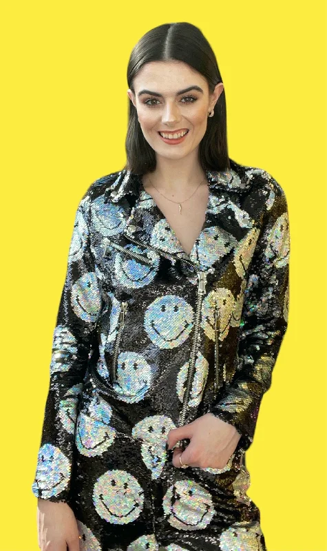 Any Old Iron x Smiley Iridescent Moto Jacket Nylon Jacket Polyester Jacket Spandex Jacket Any Old Iron x Smiley Iridescent Moto Jacket Nylon Jacket Polyester Jacket Spandex Jacket