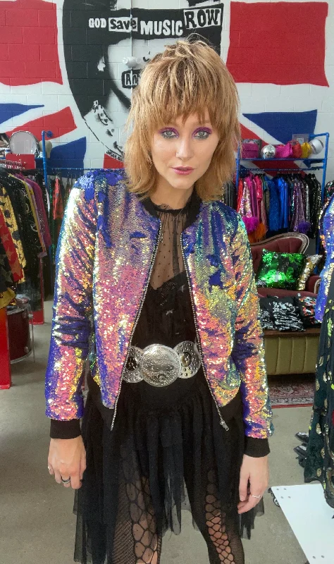Any Old Iron Oil Slick Bomber Jacket Belted Jacket Elasticated Jacket Padded Jacket