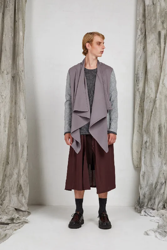 AW21 KADIE DRAPE JACKET - SILVER SLATE Knit Fabric Woven Fabric Fleece Fabric