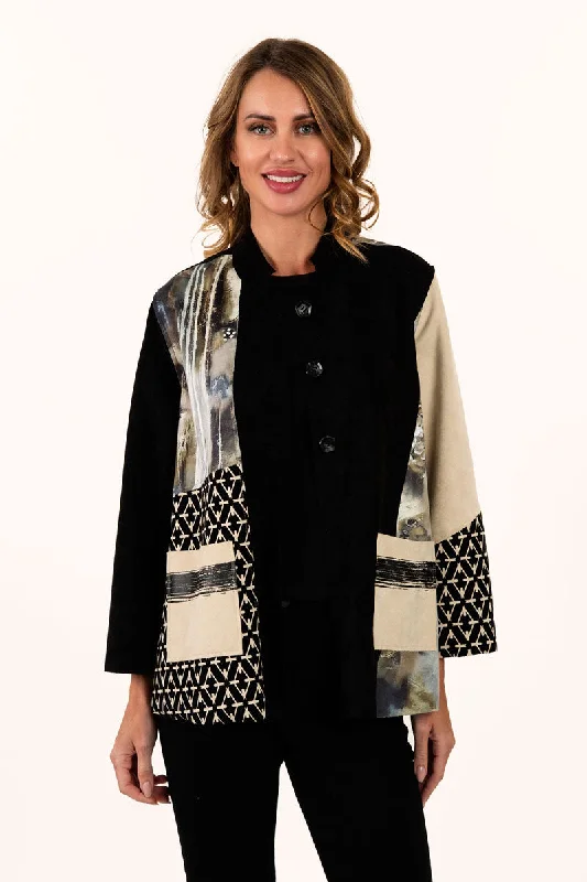 Lemon Grass Flocked Stand Collar Jacket Wool Jacket Cashmere Jacket Tweed Jacket
