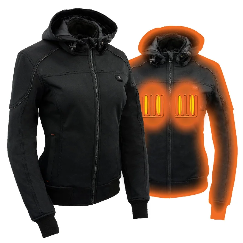 Nexgen Heat NXL2761SET Women’s Black 'Igniter' Heated Soft Shell Hooded Jacket (Rechargeable 10000mAh Battery Pack Included) Fleece Fabric Down Fabric Feather Fabric Nexgen Heat NXL2761SET Women’s Black 'Igniter' Heated Soft Shell Hooded Jacket (Rechargeable 10000mAh Battery Pack Included) Fleece Fabric Down Fabric Feather Fabric