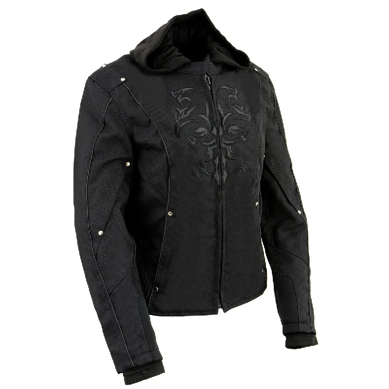 NexGen SH1939 Women's 'Reflective Tribal' Black 3/4 Textile Vented Jacket Denim Jacket Leather Jacket Suede Jacket NexGen SH1939 Women's 'Reflective Tribal' Black 3/4 Textile Vented Jacket Denim Jacket Leather Jacket Suede Jacket