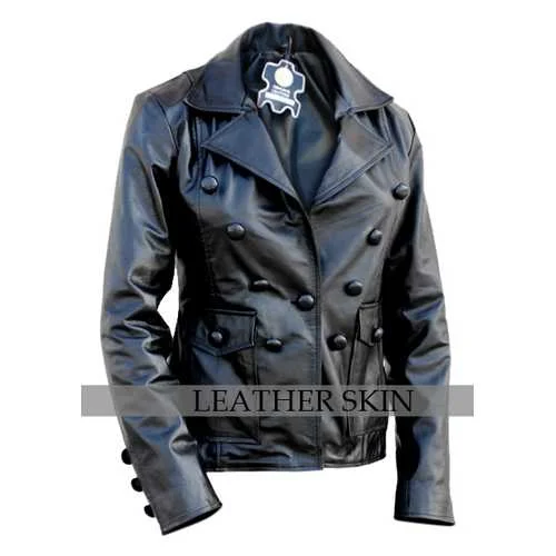 Black Punk Women Leather Jacket Elasticated Jacket Padded Jacket Insulated Jacket