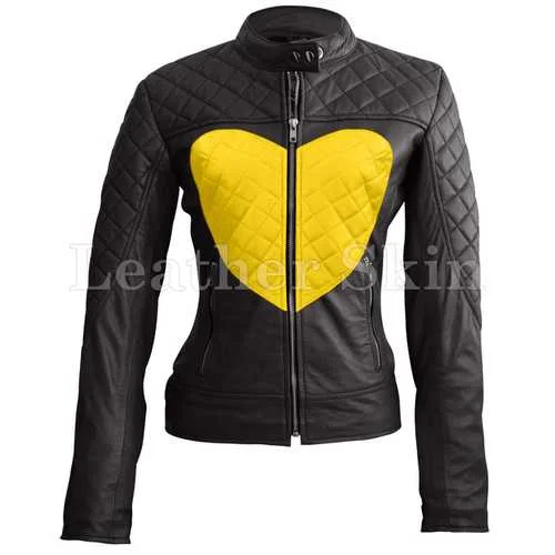 Women Black Leather Jacket Striped Jacket Polka Dot Jacket Floral Jacket
