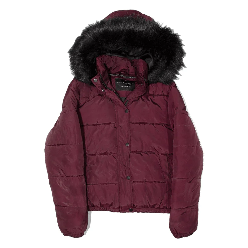 SUPPLY & DEMAND Puffer Parka Jacket Maroon Womens UK 12 Satin Jacket Silk Jacket Chiffon Jacket SUPPLY & DEMAND Puffer Parka Jacket Maroon Womens UK 12 Satin Jacket Silk Jacket Chiffon Jacket