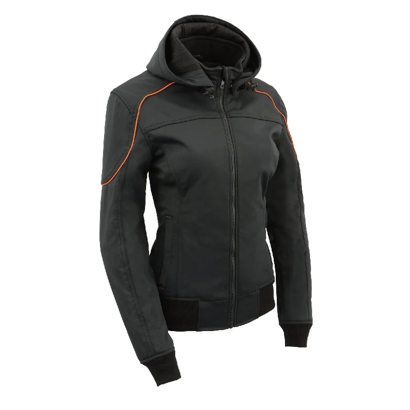 Women Soft Shell Armored Racing Style Jacket with Detachable Hood Tiered Jacket Buttoned Jacket Zippered Jacket Women Soft Shell Armored Racing Style Jacket with Detachable Hood Tiered Jacket Buttoned Jacket Zippered Jacket