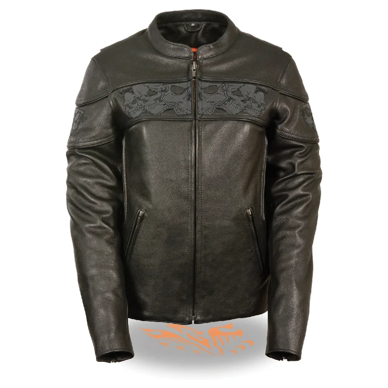 Women's Crossover Scooter Jacket w/ Reflective Skulls Tiered Jacket Buttoned Jacket Zippered Jacket Women's Crossover Scooter Jacket w/ Reflective Skulls Tiered Jacket Buttoned Jacket Zippered Jacket