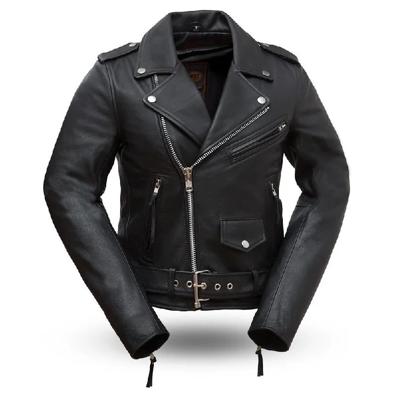 Women's Rock Star Classic Motorcycle Jacket Front Pockets Side Pockets Patch Pockets