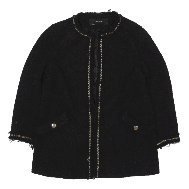 ZARA BASIC Jacket Black Wool Womens L Appliqued Jacket Beaded Jacket Sequined Jacket ZARA BASIC Jacket Black Wool Womens L Appliqued Jacket Beaded Jacket Sequined Jacket