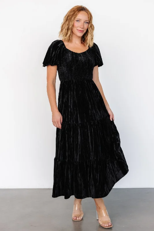 Colleen Velvet Maxi Dress | Black Comfortable Cotton Maxi Dress