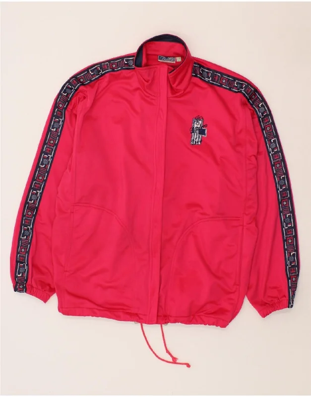 DIADORA Womens Oversized Graphic Tracksuit Top Jacket UK 18 XL Pink Collared Jacket Crew Neck Jacket Turtle Neck Jacket