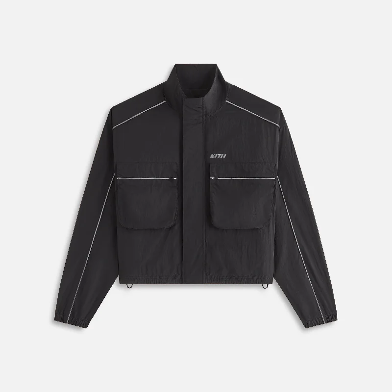 Kith Women Lowen Nylon Track Jacket - Black Satin Jacket Silk Jacket Chiffon Jacket