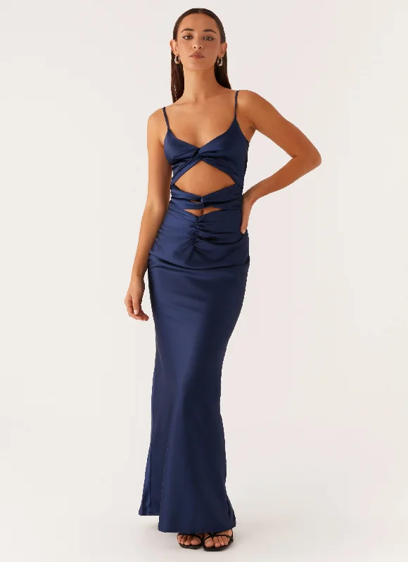 Stormie Satin Maxi Dress - Navy Comfortable Bohemian Maxi Dress