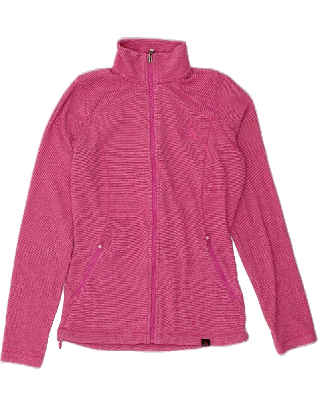 THE NORTH FACE Womens Tracksuit Top Jacket UK 6 XS Pink Pinstripe Notch Collar Jacket Peter Pan Collar Jacket Cowl Neck Jacket