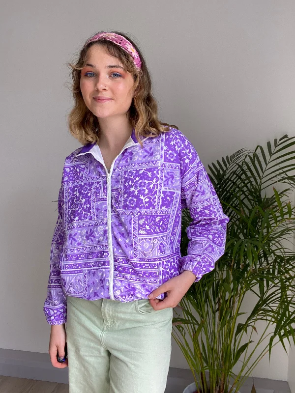 Vintage Purple Sports Jacket (S) One-Shoulder Jacket Off-the-Shoulder Jacket Asymmetrical Jacket