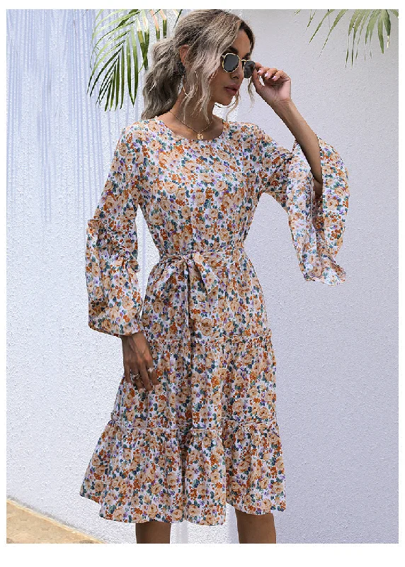 Wholesome Floral Boho Maxi Dress Comfortable Fit-and-Flare Maxi Dress