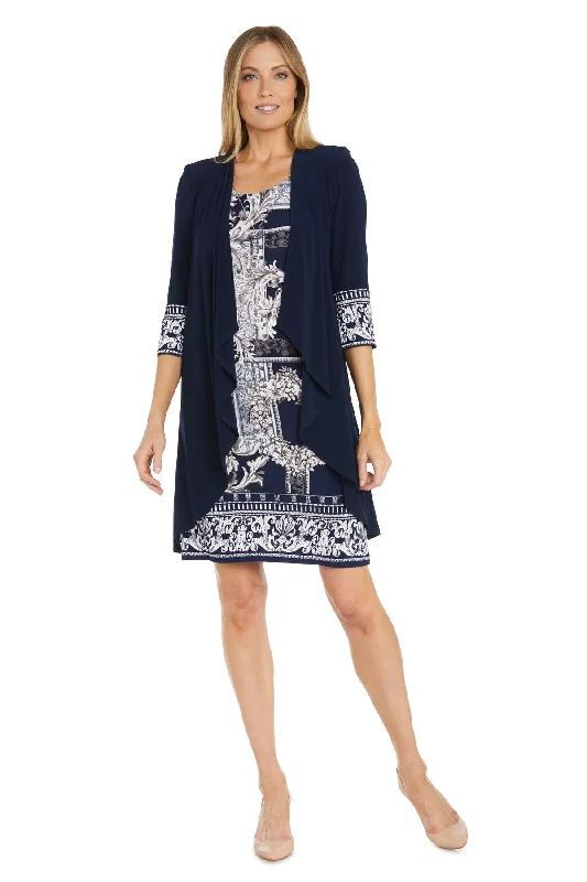 R&M Richards 1687 Mother of the Bride Short Printed Jacket Dress Oversized Jacket Tailored Jacket Straight Jacket