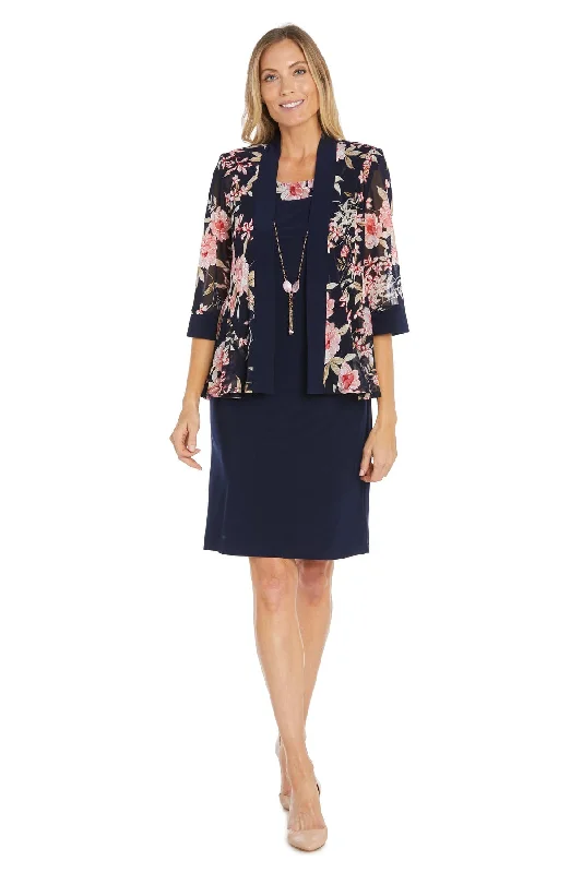 R&M Richards 1759 Short Printed Jacket Mother of the Bride Dress Zippered Front Buttoned Front Snap Front